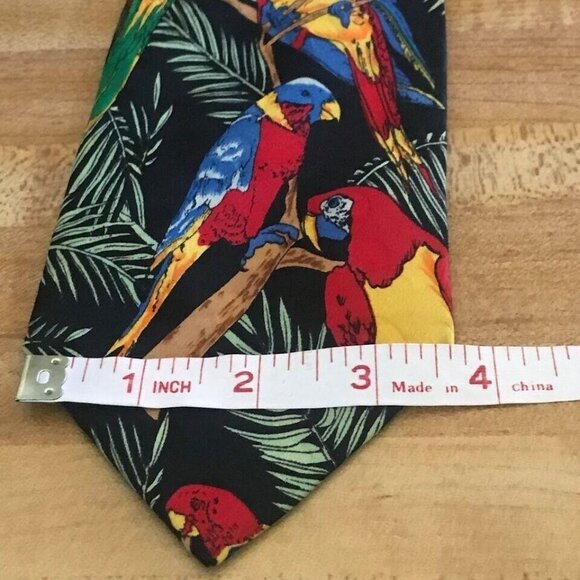 #1156 ADDICTION BIRD PRINT SILK NECKTIE 60X4 - Picture 4 of 5